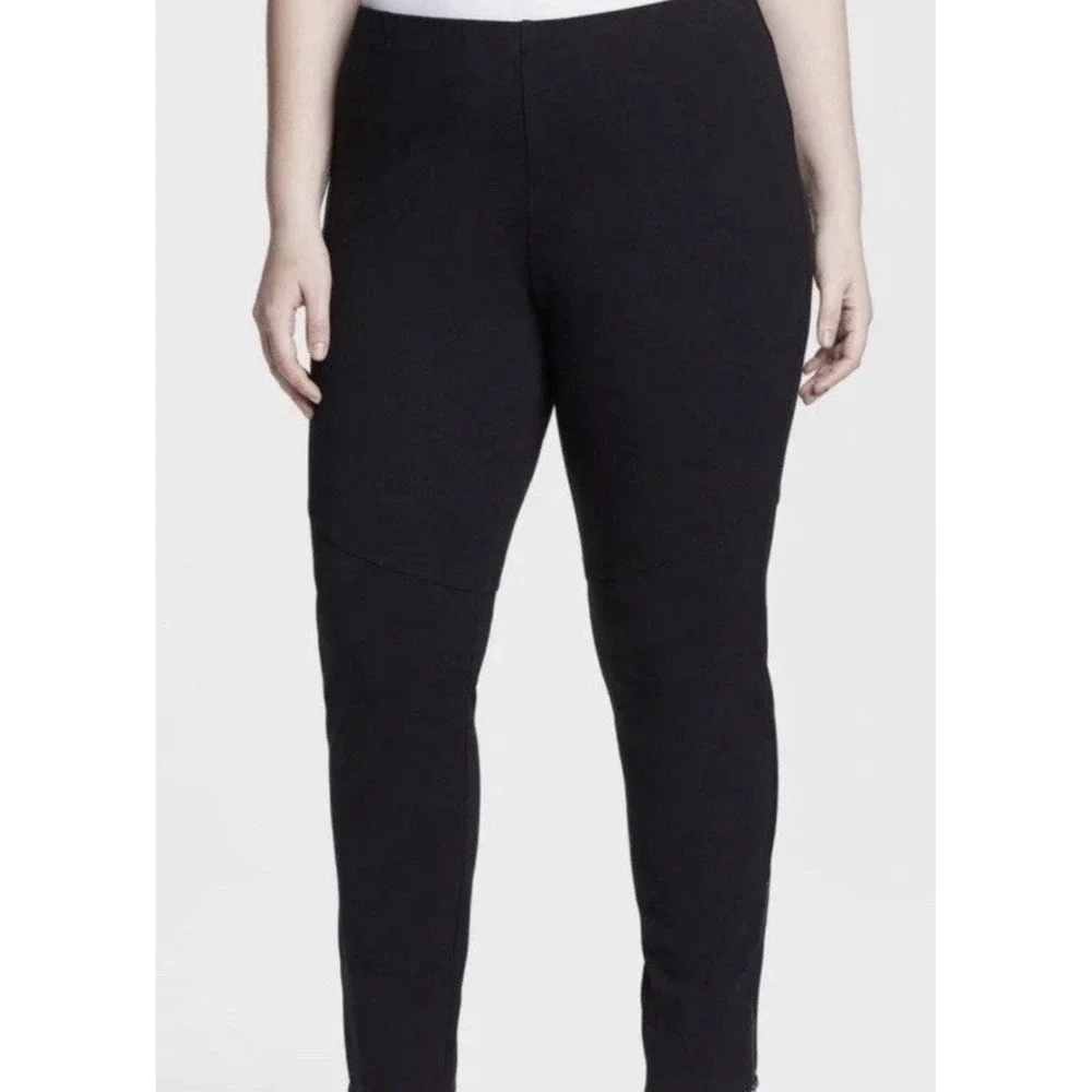 Eileen Fisher Ponte Knit Pull On Pants Women's Sz Large‎ Black Stretch Made USA
